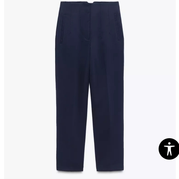 Zara Navy High Waist Trousers - Size Small- Euro Chic, Like New! - Picture 1 of 11